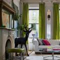 Green curtains in the interior - 40 photos